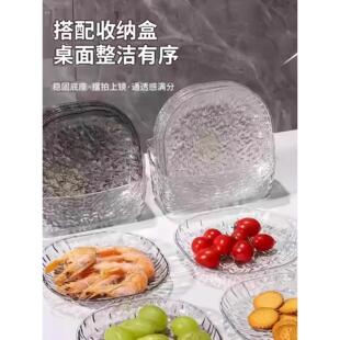 轻奢简约冰川纹家用吐骨碟餐桌垃圾盘网红透明桌面吐骨碟小盘子套