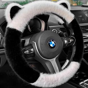 毛绒耳朵方向盘套冬季保暖防寒网红女神汽车把套不掉毛防滑通用型