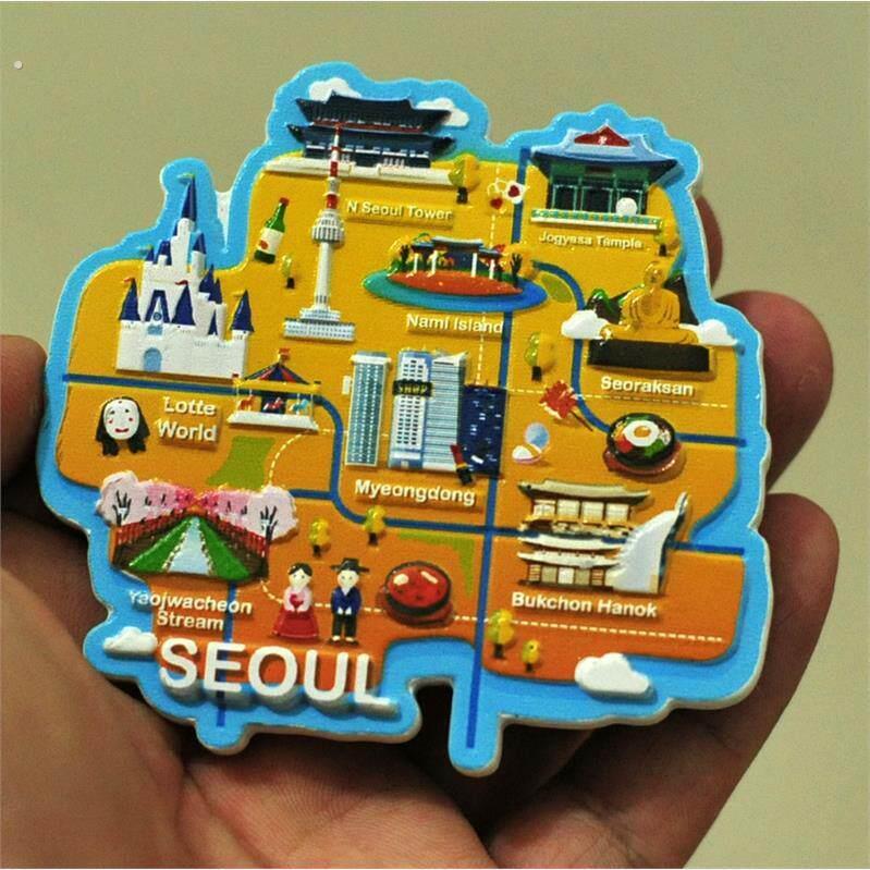 新款韩国南大门朝鲜风景世界旅游纪念树脂创意磁贴冰箱贴首尔全景