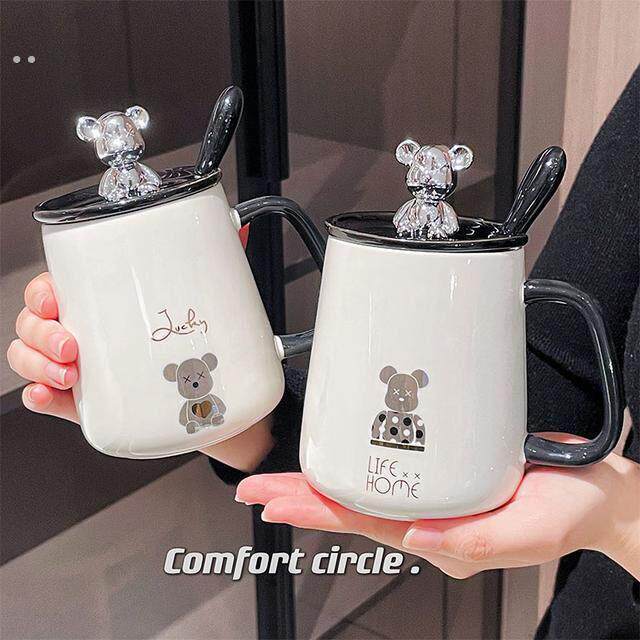 马克杯陶瓷咖啡喝水杯子带盖勺子女创意个性潮流办公室男情侣家用