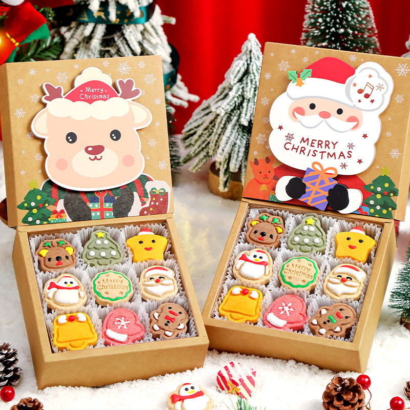 圣诞饼干礼盒高颜值送女生男友平安夜礼物手工糖霜曲奇姜饼人饼干