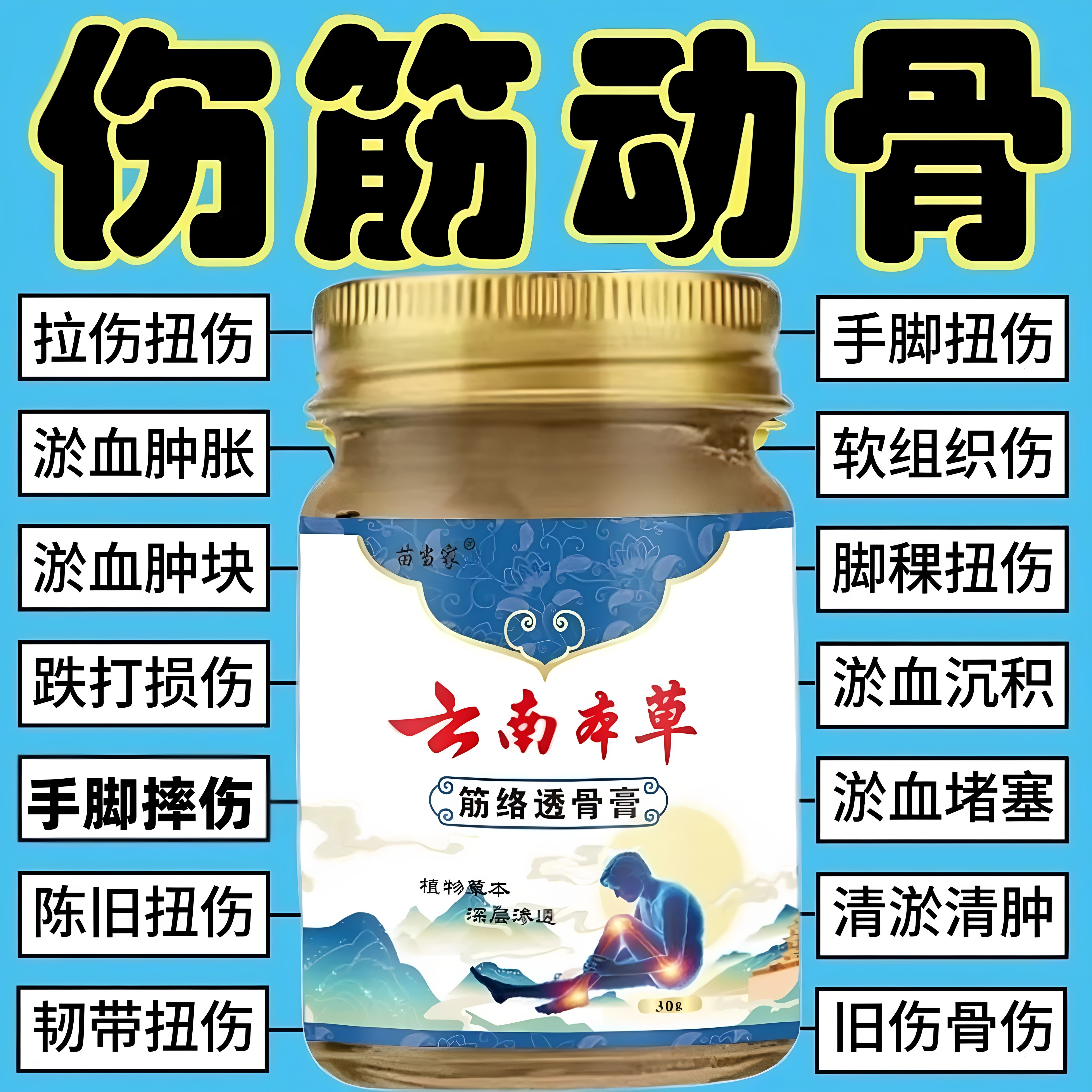 跌打损伤手脚摔伤软组织修复骨伤骨裂伤筋动骨韧带拉伤扭伤透骨膏