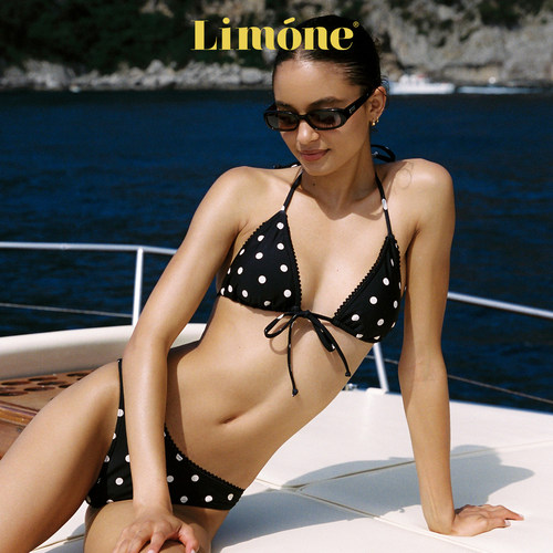 Limone蕾丝三角杯比基尼女度假风