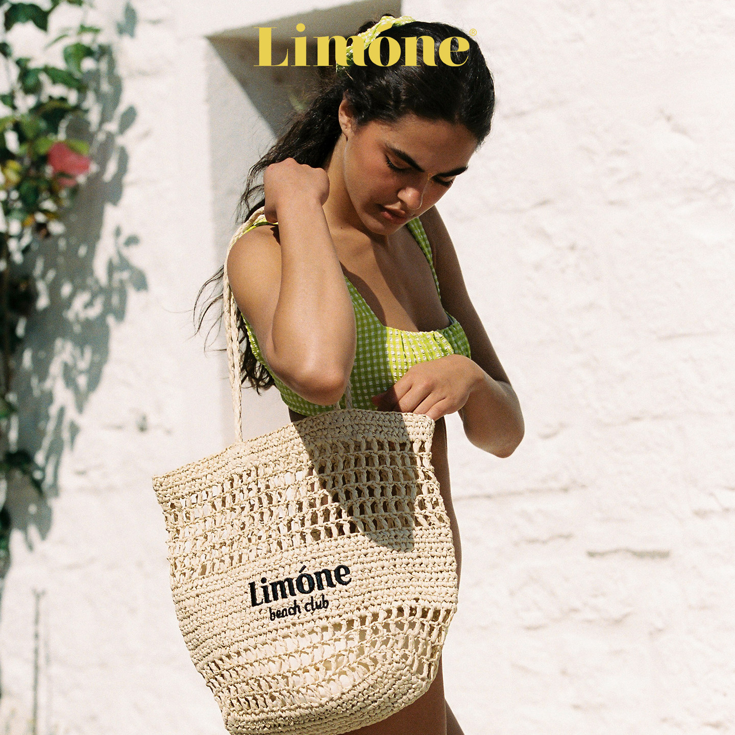 Limone拉菲草编织海边度假沙滩包图片