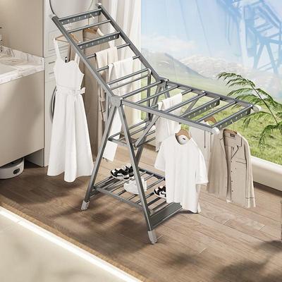 铝合金加厚加粗折叠落地晾衣架