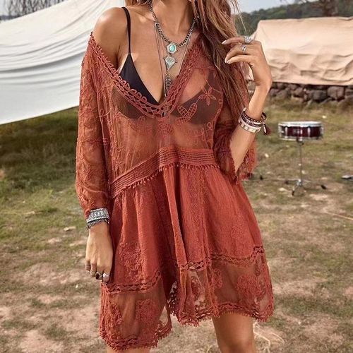 Bikini sun Dress Beach Cover Up shirt Swimsuit Chiffon women