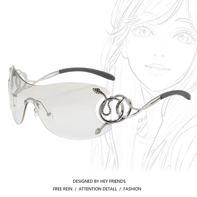 辣妹风银色眼镜蛇渐变太阳眼镜设计感甜辣显脸小街拍墨镜sunglass