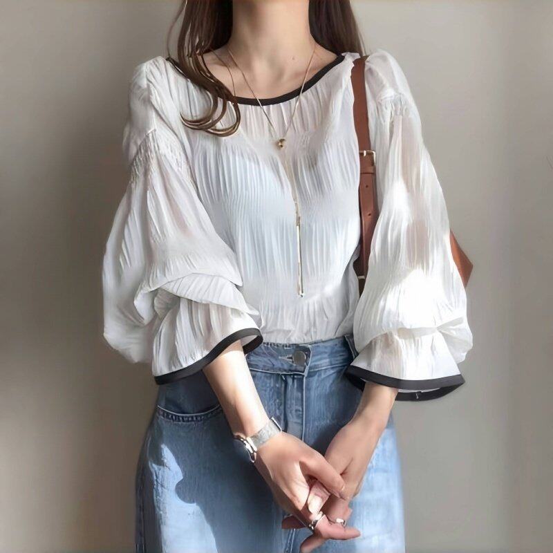 跨境日韩夏季新款女装纯色