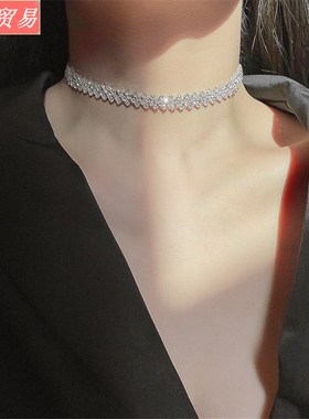 colliers pleins de strass pour femmes, géométrique颈链项链