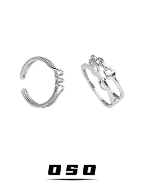 新款个性双圈戒指女轻奢小众精致时尚设计冷淡风情侣对戒