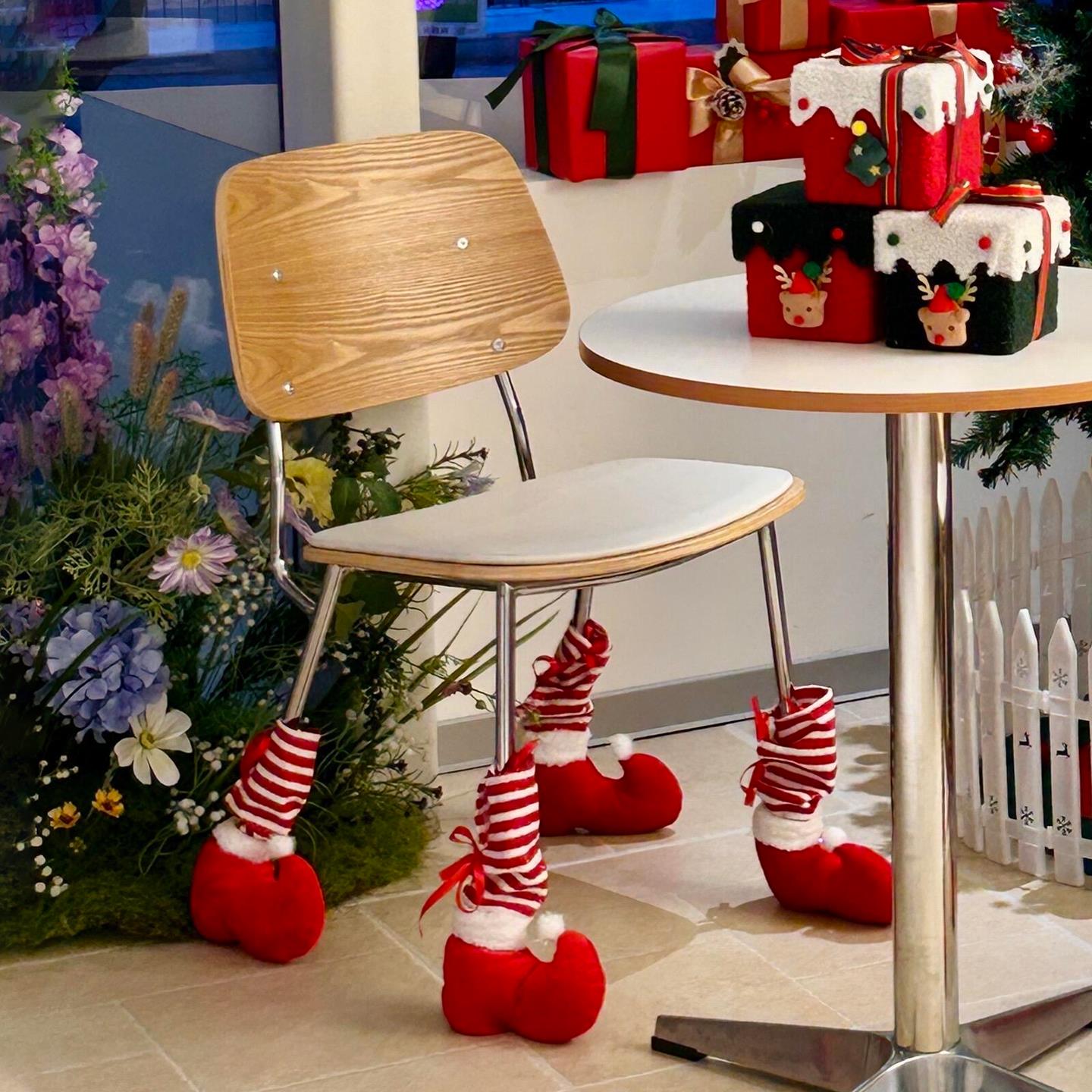 圣诞节装饰精灵椅子腿套