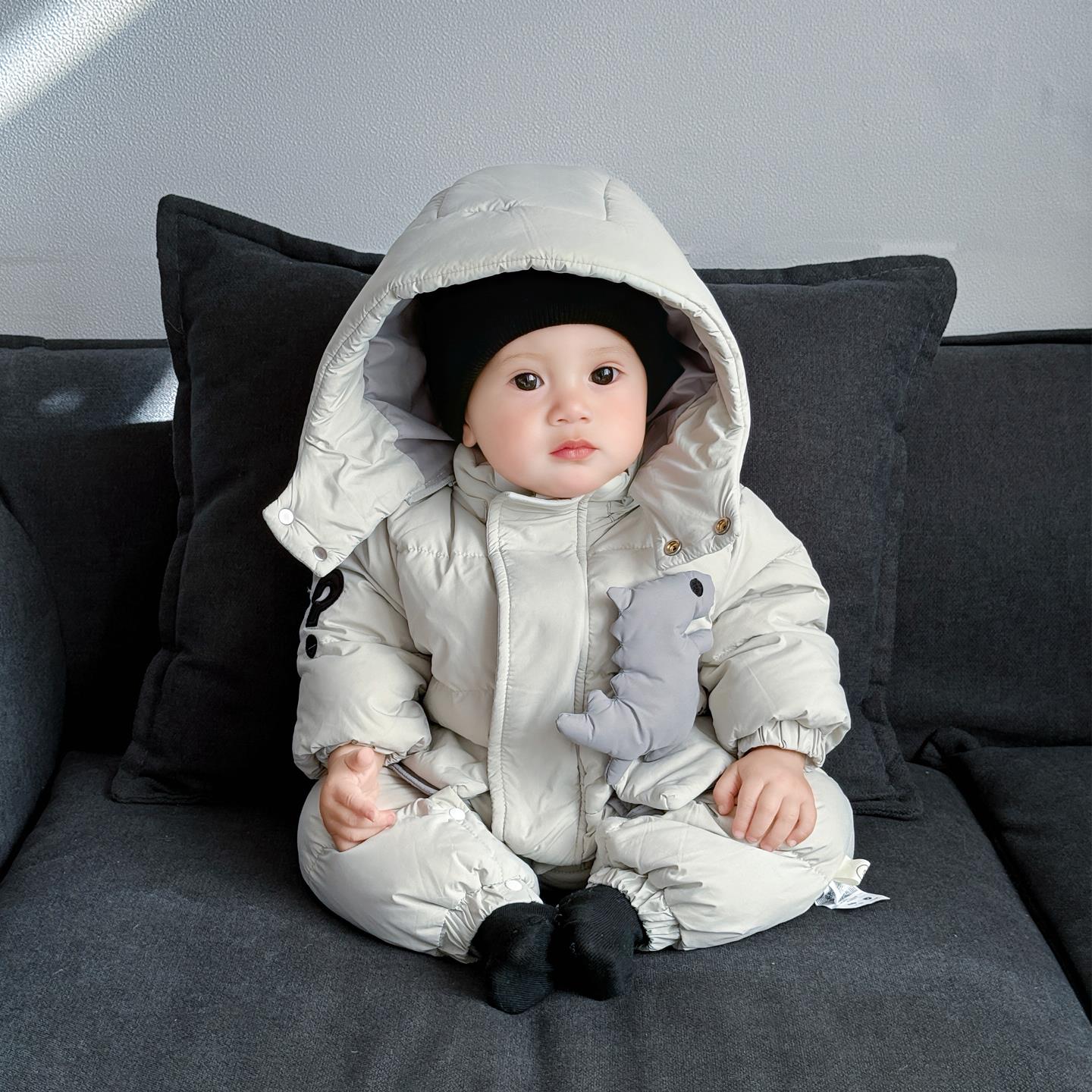 超萌男宝宝连体羽绒服冬