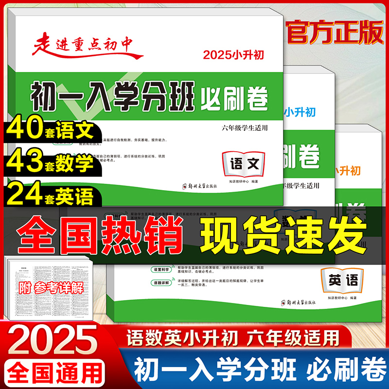 2025初一入学分班必刷卷小升初