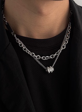 双层芒星小蛮腰锁骨链男生冷淡风女款项链嘻哈小众设计高级感饰品