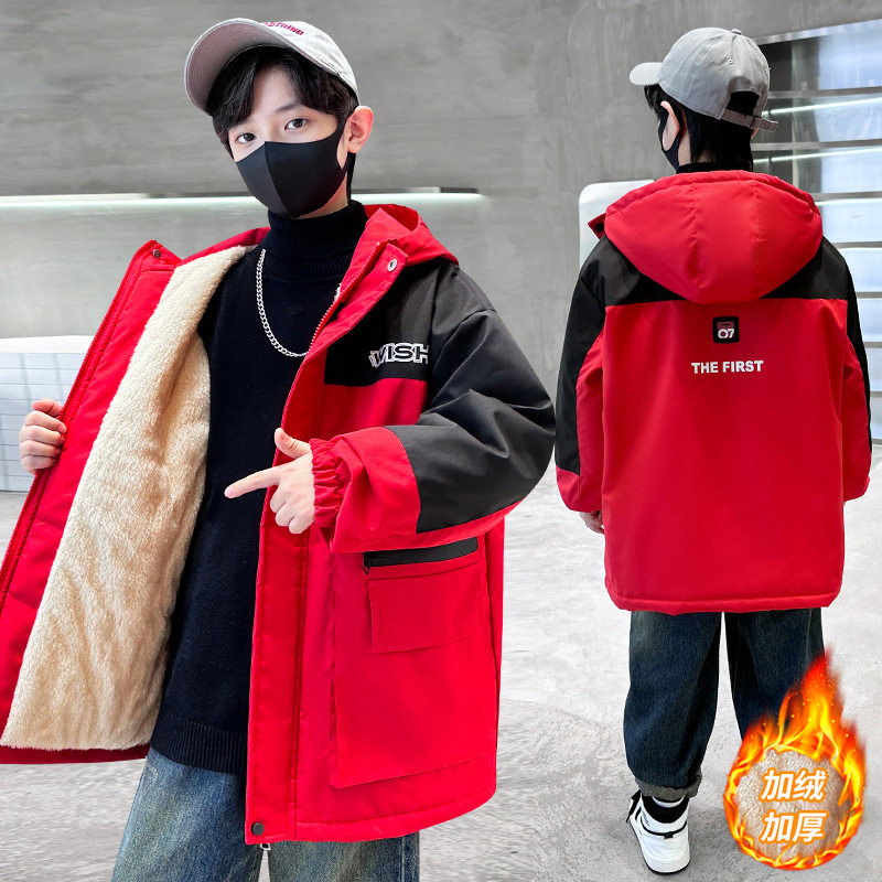 爆款男童外套秋冬棉服加绒派克服