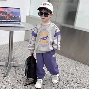 爆款男童春装套装宝宝炸街痞帅小童卫衣炫酷儿童春秋运动两件套潮