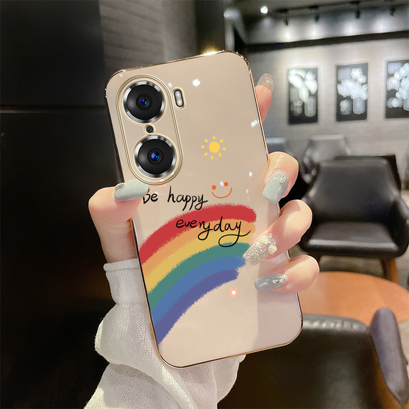 华为荣耀60手机壳彩虹女全包直边