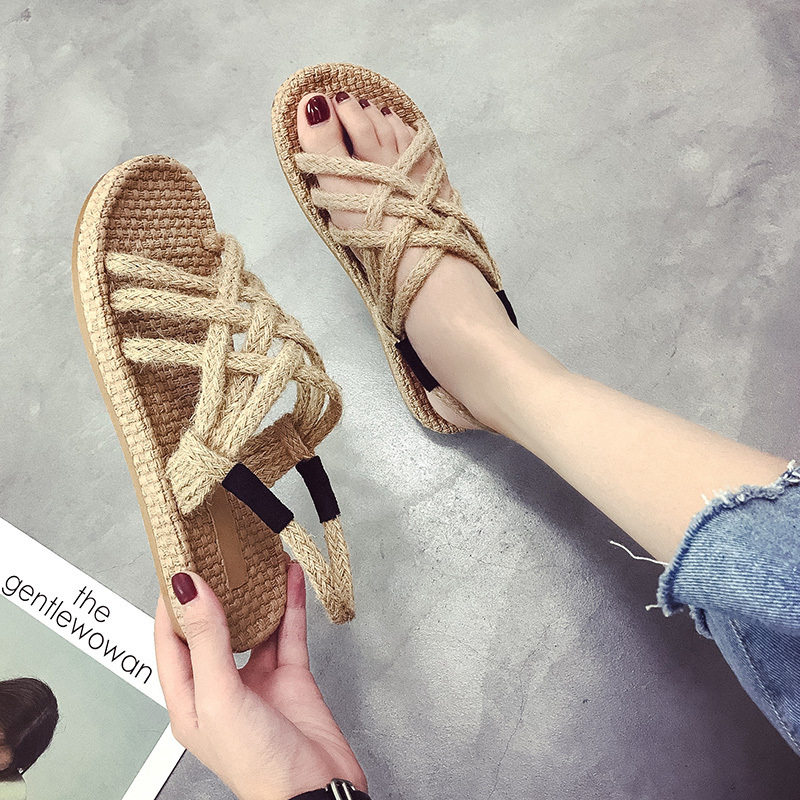 shoeswomenwi新款麻绳编