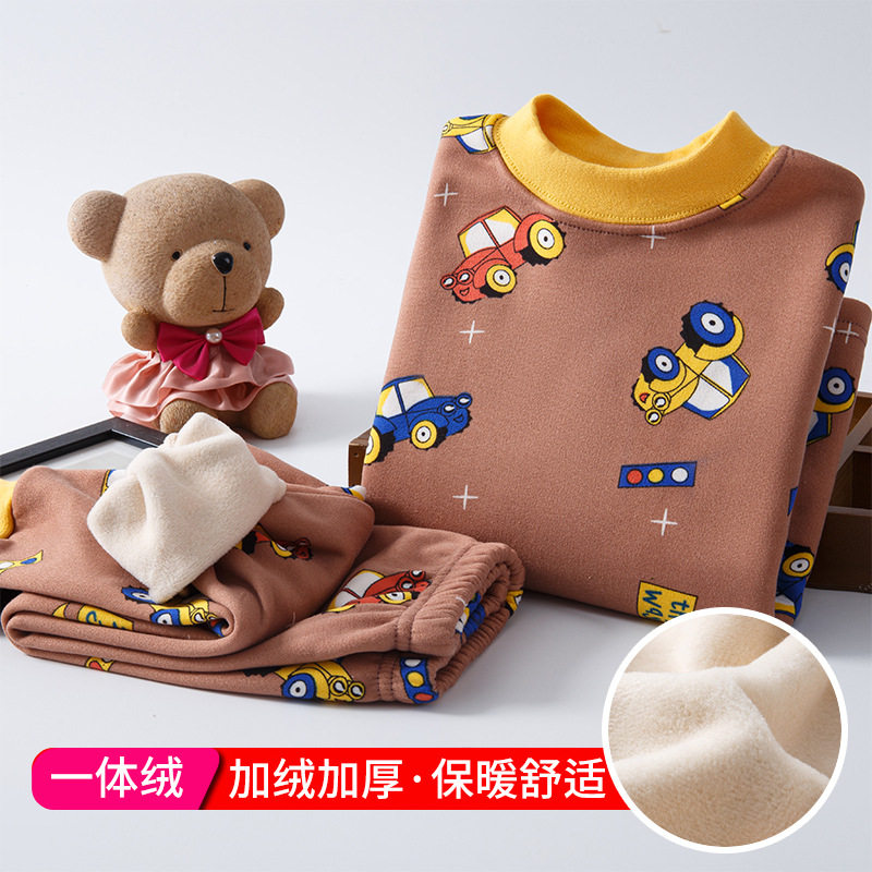 男童保暖内衣套装女童加