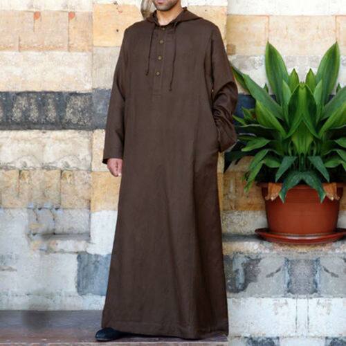 New Men Simple Long Hooded Shirt Robe Clothing 简约长袍衬衫
