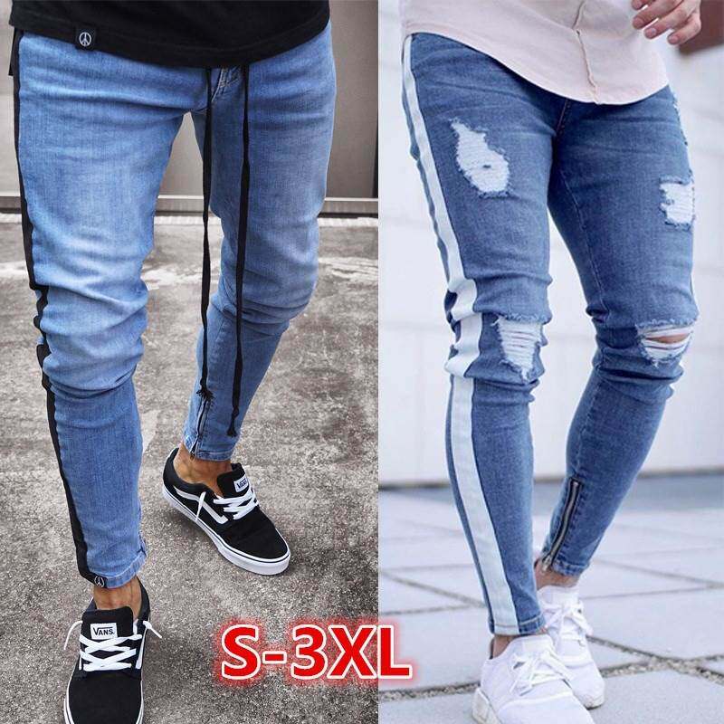 男士膝盖破洞牛仔裤 Men's ripped jeans men's