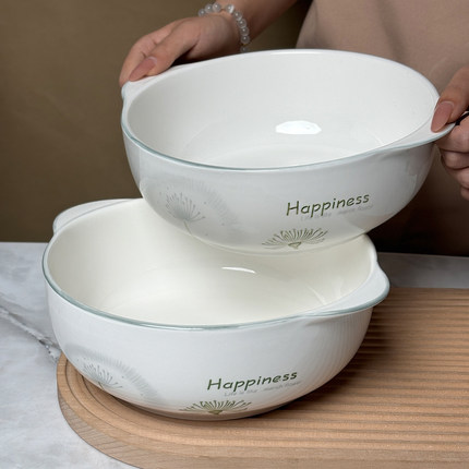 双耳汤碗家用大号2025新款陶瓷釉下彩10英寸高级感加厚防烫餐具