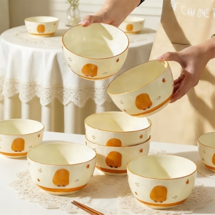 陶瓷饭碗家用吃饭碗2026新款釉下彩卡通甜品碗家用一人一个碗餐具