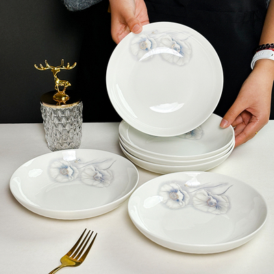 7英寸盘子家用菜盘2026新款陶瓷特别好看的冰雪银装高级深盘餐具