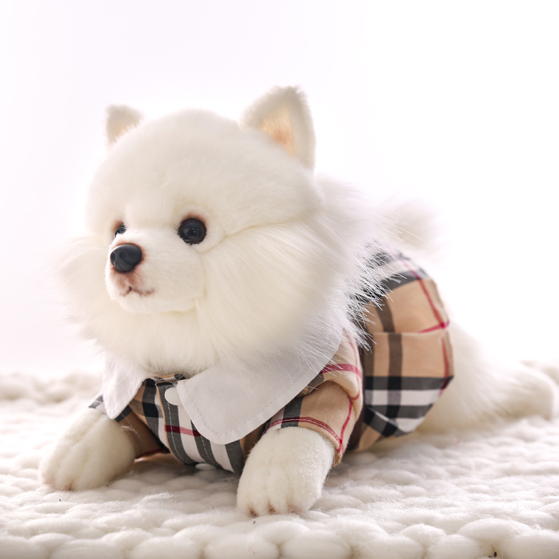 尖点博美萨摩耶仿真白狗毛绒玩偶公仔旺手工儿童玩具可爱生日礼物