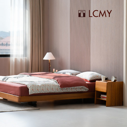 LCMY极简2黑胡桃小尺寸原木床