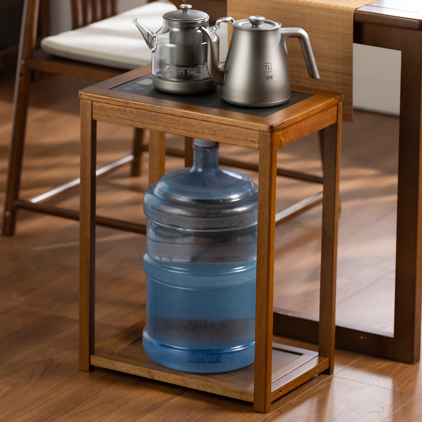 实木茶桌家用小茶台侧边柜客厅阳台茶几烧水壶一体水桶架煮茶水柜