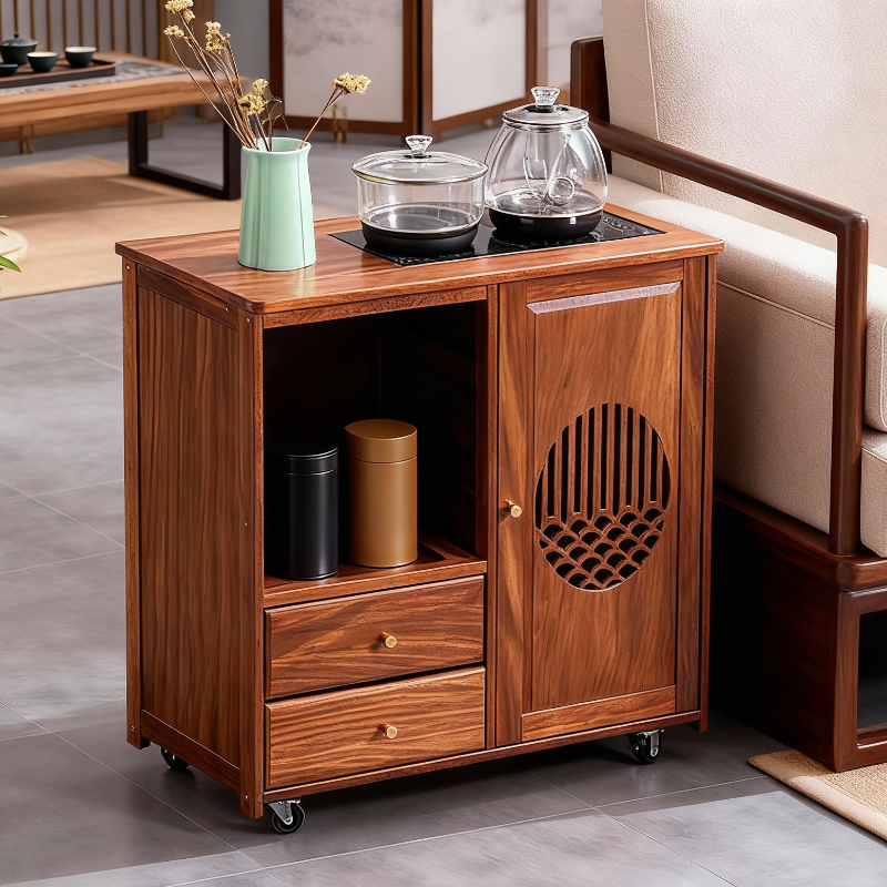 实木移动茶水柜茶桌边柜家用小型泡茶台茶车烧水壶一体沙发侧边几