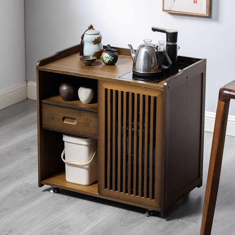 茶柜茶桌家用小茶台烧水壶一体泡茶台茶水柜办公室边柜实木置物柜