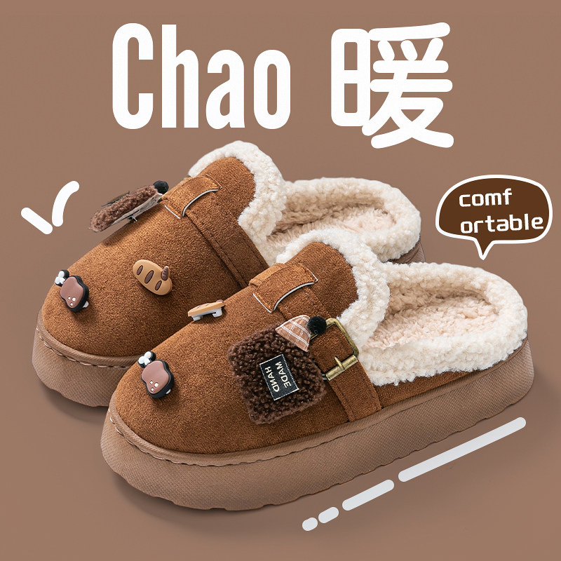Обувь Birkenstock, хлопчатобумажные тапочки, женские осенние и зимние тапочки, которые можно носить на улице, теплые плюшевые тапочки с мягкой подошвой и бархатом, домашние тапочки в помещении, которые можно носить на улице Изображение 1