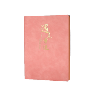 遇见幸运a5笔记本本子定制可印logo礼盒套装2025年新款工作办公商务高档考研高颜值实用型粉色皮质烫金记事本