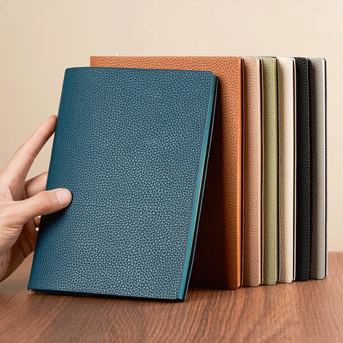 a5荔枝纹笔记本本子定制可印logo礼盒套装2025新款工作办公商务高档考研高颜值实用型皮质喷边b5横线记事本