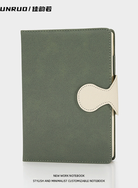 a5笔记本本子定制可印logo封面礼盒2025新款高颜值精致高级考研商务工作蜂窝纹绿色硬皮可平摊横线皮质记事本