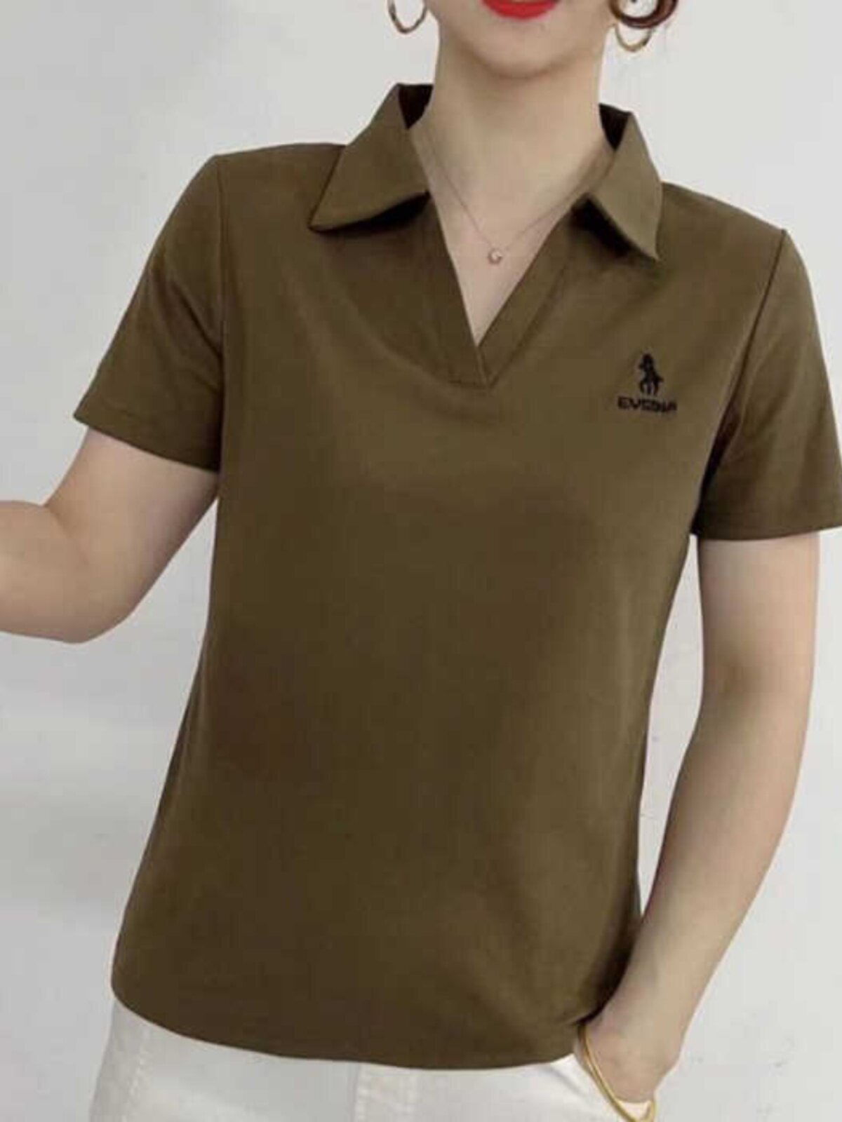 SUMMER NEW FASHION SLIM POLO SHIRT WOMENS EMBROIDERY VERSATILE CASUAL SHORT SLEEVE T-SHIRT WOMENS MIDDLE-AGED TOP MOM WEAR