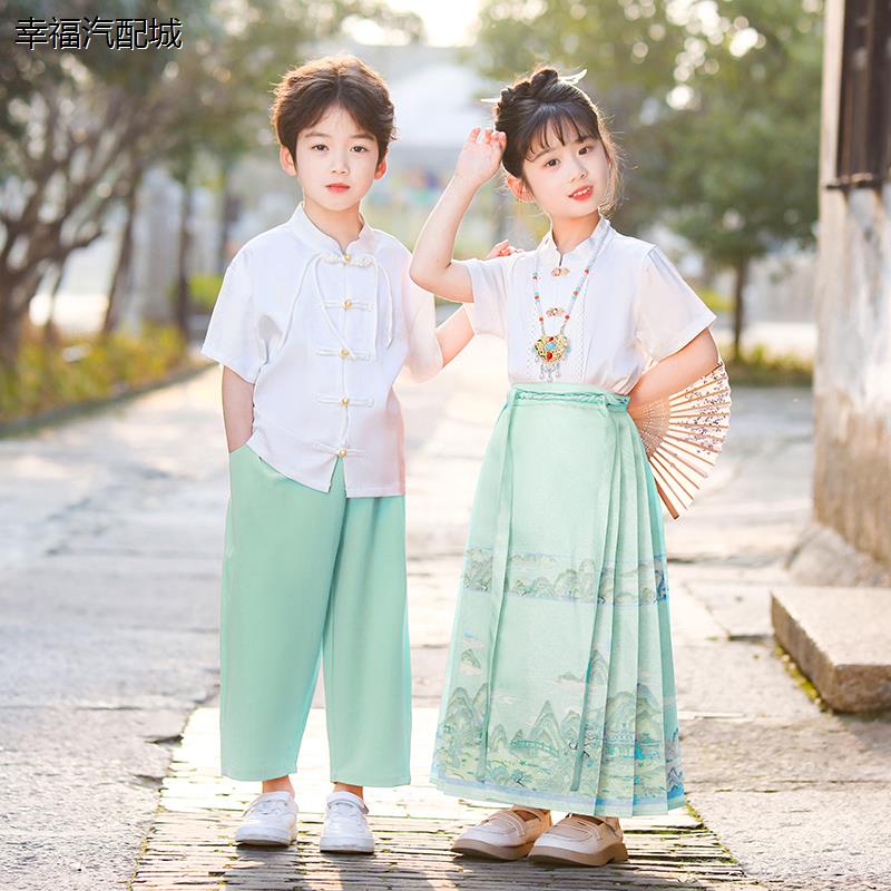 中国风服装马面裙套装男
