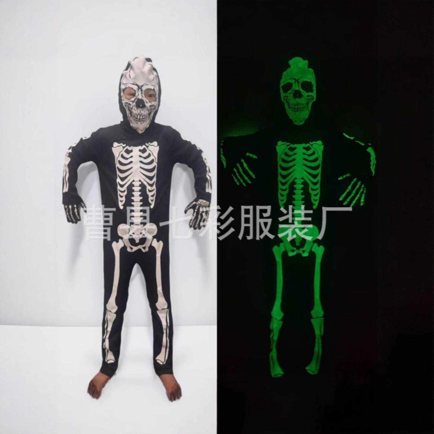 万圣节骷髅连体衣cos服舞台表演服装死神角色扮演服 骷髅鬼骨服饰