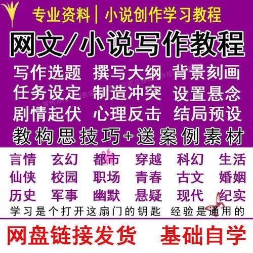 网络小说写作软件素材技巧大纲小说写作码字视频音频教程新人素材