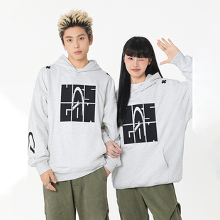 宽松cleanfit上衣 重工刺绣连帽卫衣男女潮牌重磅帽衫 URS GGON美式
