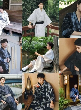 和服男正装传统改良日式男士和服日系武士和风浴衣摄影剧本杀服装