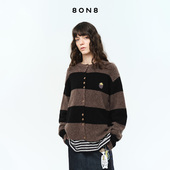 新款 8ON8草莓粗条纹开衫 2025秋季 软糯羊毛慵懒气质高级感针织上衣