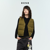 休闲百搭设计感绿色无袖 8ON8糖果羽绒马甲2025冬季 新款 马夹上衣女