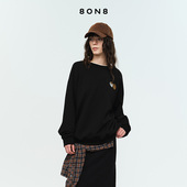 经典 8ON8双草莓刺绣卫衣2025秋季 新款 百搭休闲宽松圆领外穿上衣女