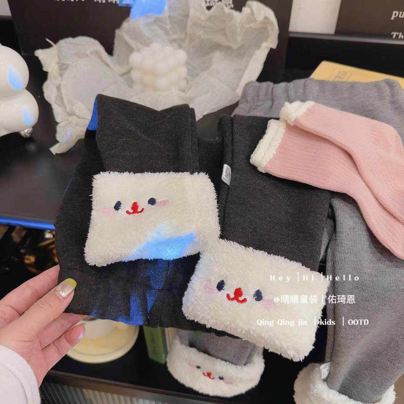 女童加绒加厚冬款打底裤