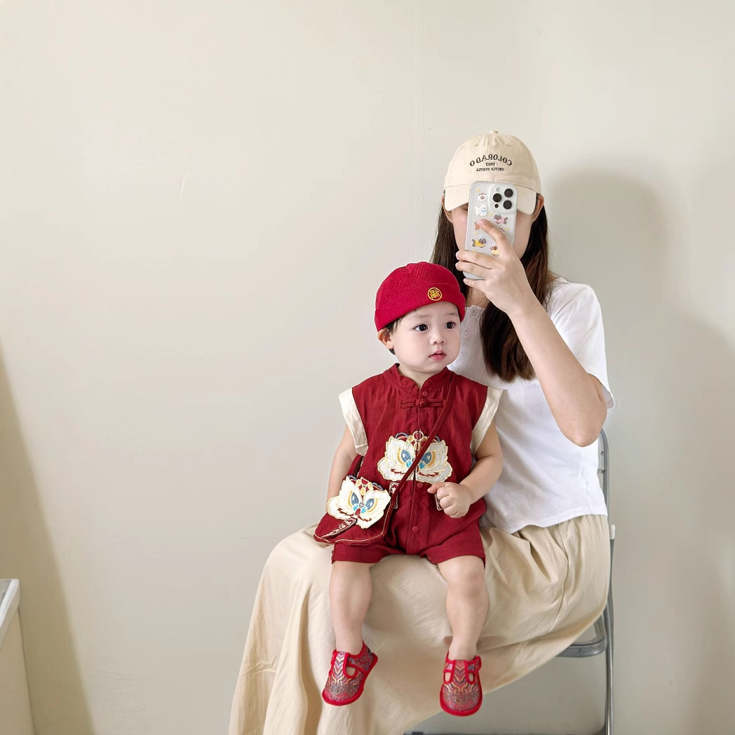 夏季婴儿唐装礼服套装男童庆生日宴会抓周服国风汉服新中式周岁服