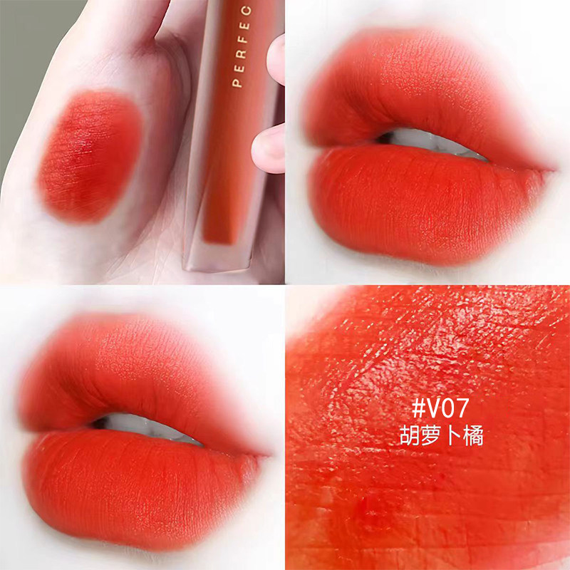 Perfect Diary Ultimate velvet Lip Glaze V07 оранжево-красная матовая губная помада Увлажняющая и стойкая V01 Official Authentic Изображение 1