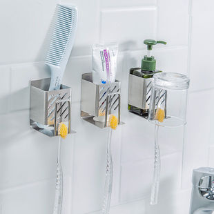 维度仕牙刷架卫生间壁挂牙膏牙刷架子套装免打孔不锈钢儿童单双人